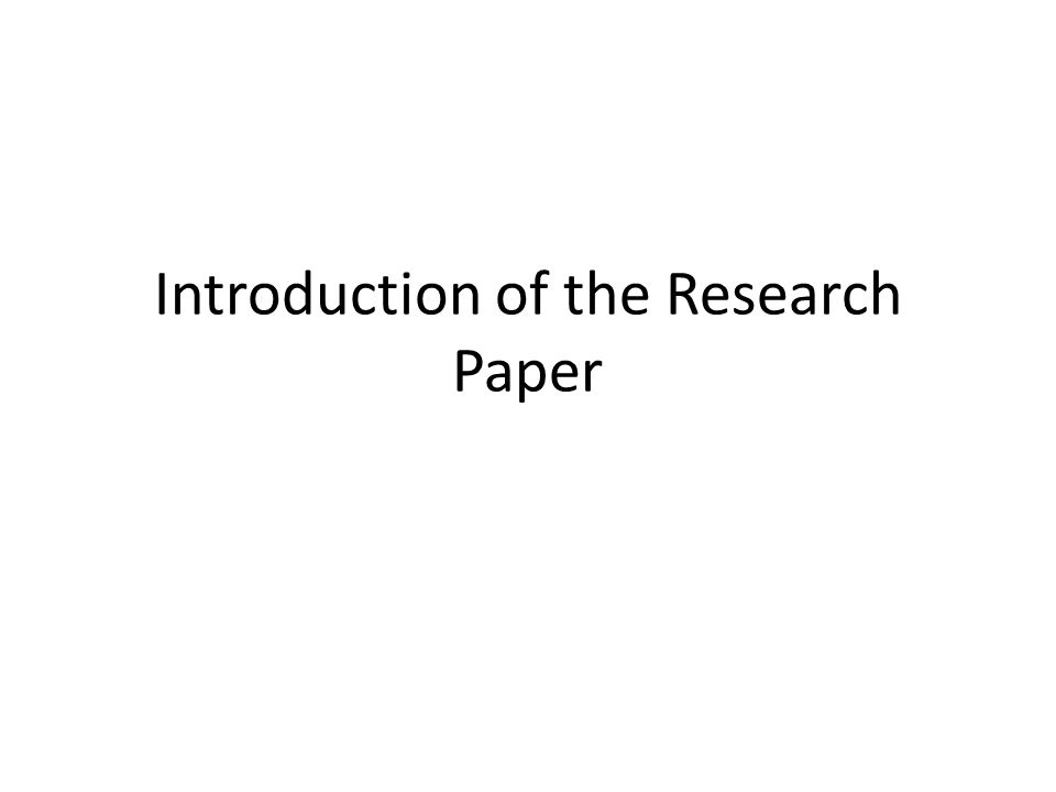Introduction in research paper